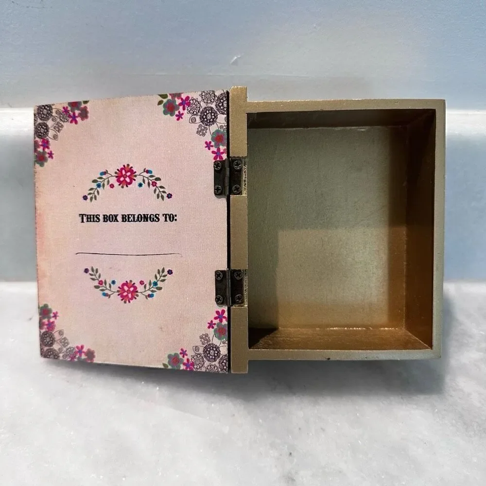 Francesca Statement Wooden Box Storage Sister Gift Ideas Pink 4''x5''x2''